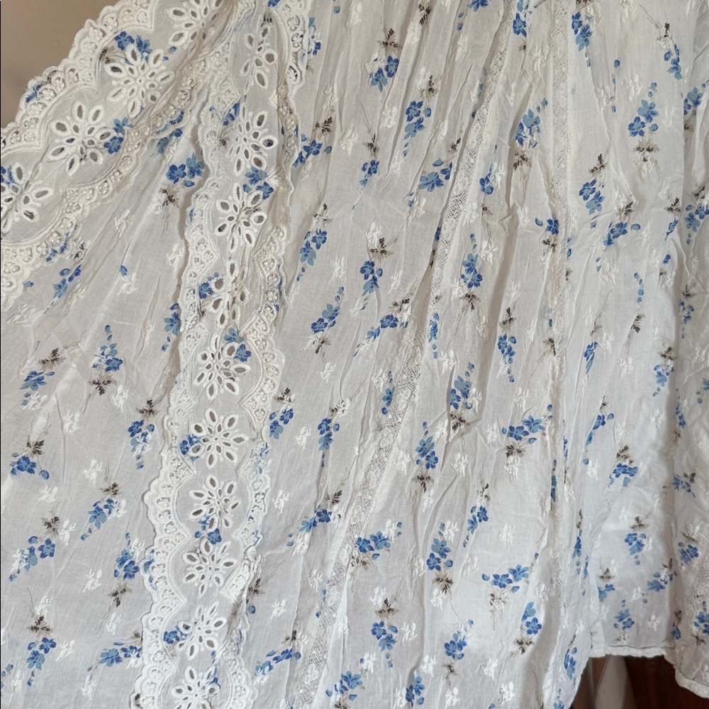 RARE LOVESHACKFANCY Archer Dress in White Blue Floral - Picture 10 of 12